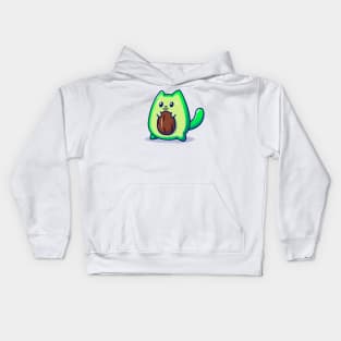 Cute Avocado Cat Cartoon Kids Hoodie